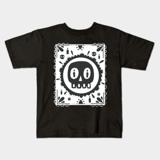 Papel Picado - Black skull - candle- white - Día De Los Muertos Kids T-Shirt